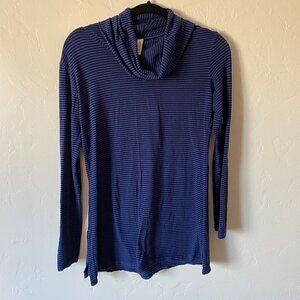 Blue Canoe Organic Navy Blue Striped Cowl Neck Top